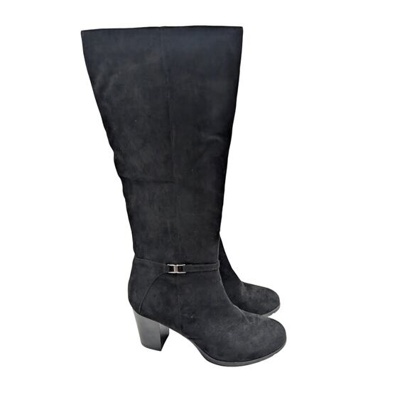 Anne Klein Rya Block Heel Knee High Boots Side Zip Women's Black Size US10M EU41 - Picture 3 of 12